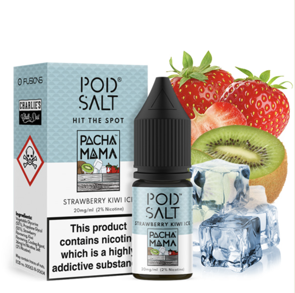 Pod Salt Fusion - Pacha Mama - Strawberry Kiwi Ice - Nikotinsalz Liquid - 10ml - 20mg